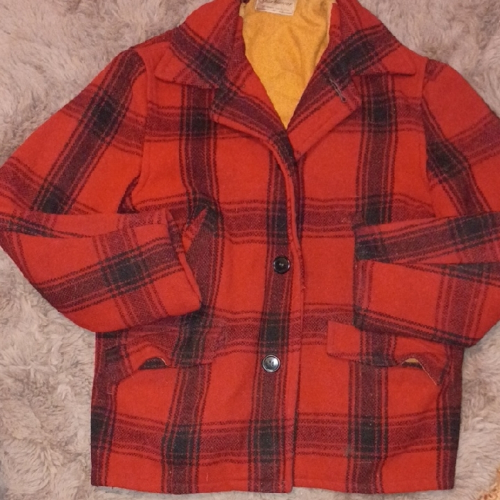 Favorite Thick Wool Vintage Plaid Red Jacket